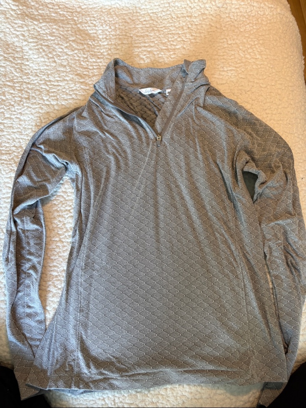 Gray Quarter-Zip Textured Pullover